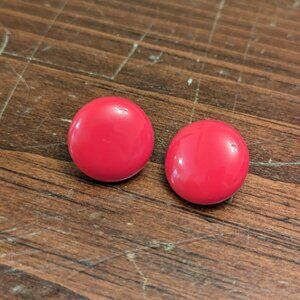 VINTAGE - antique red button clip on earrings
